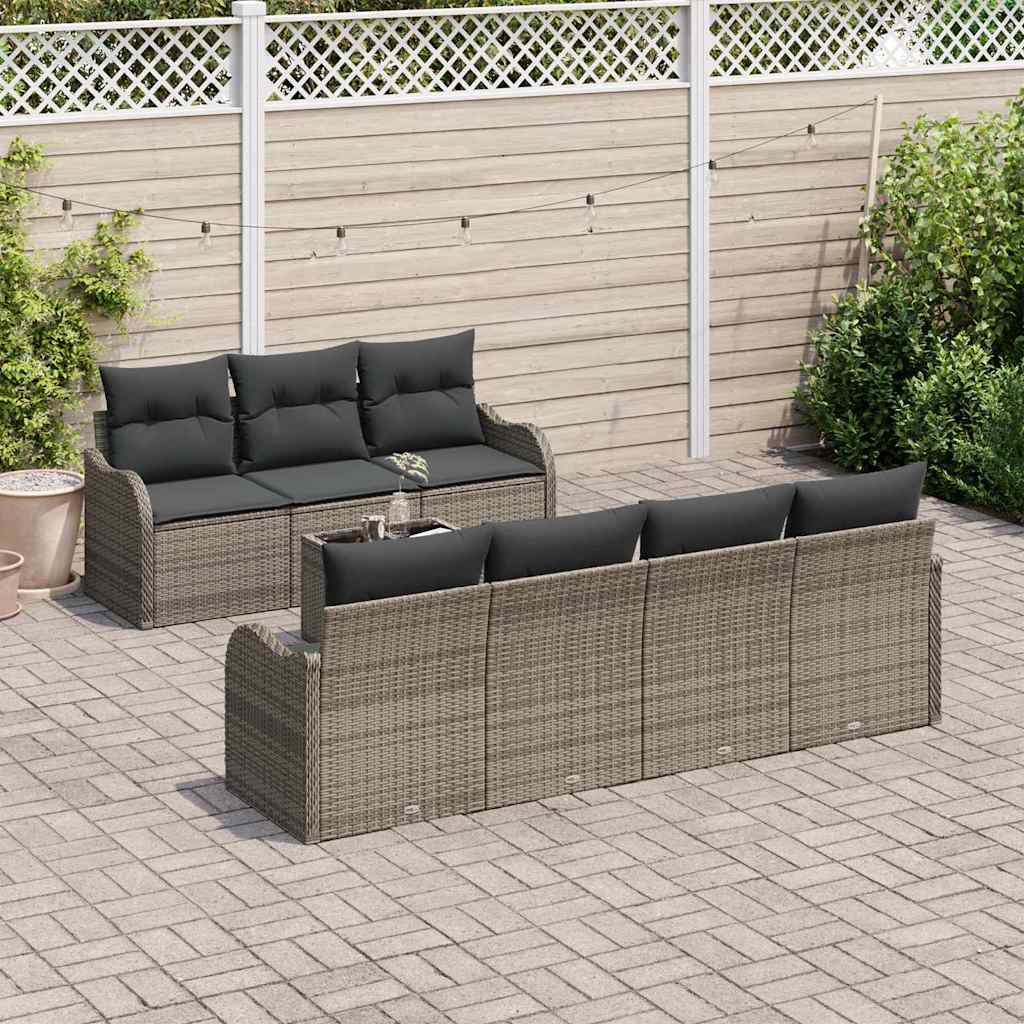 Conjunto de Sofá de Jardim com almofada 8 pcs Cinzeto