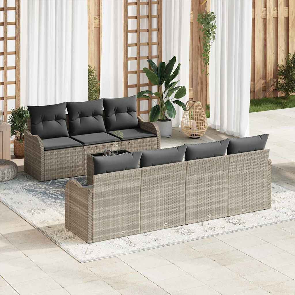 Conjunto de Sofá de Jardim 8 pcs Cinza Claro e Cinza Escuro