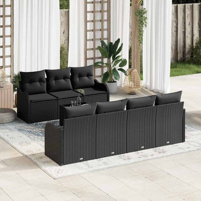 Conjunto de Sofá de Jardim com almofada 8 pcs Preto