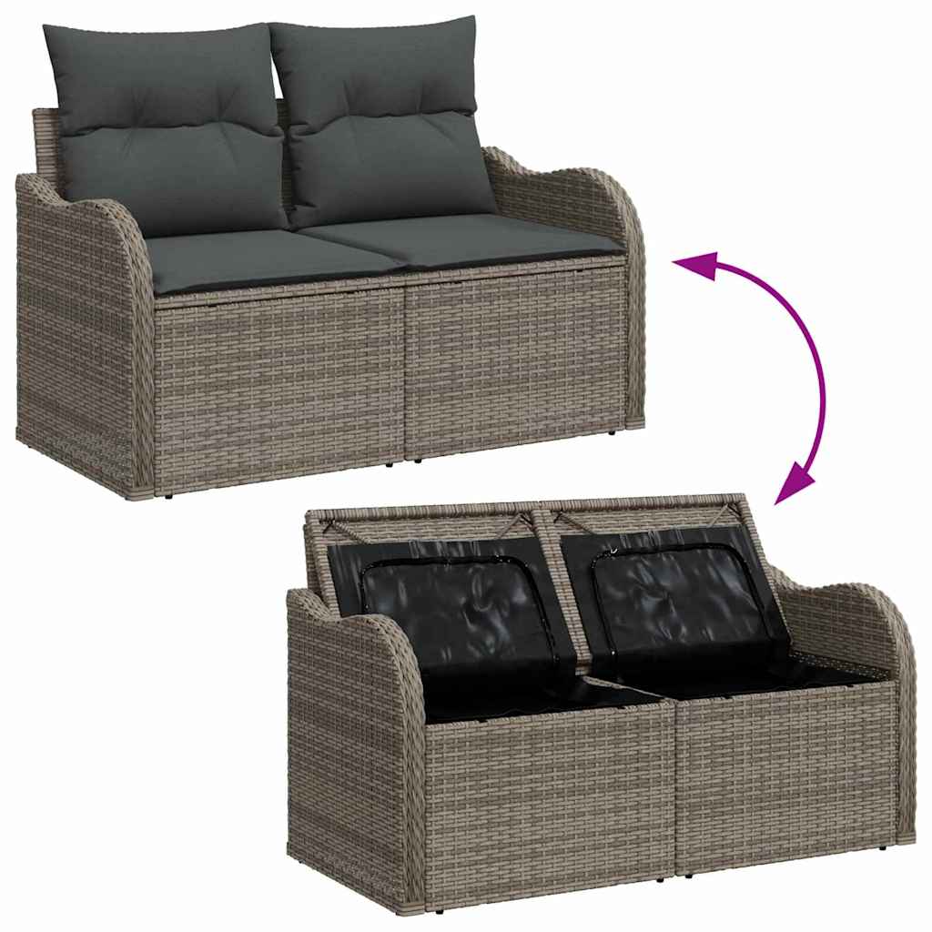 Conjunto de Sofá de Jardim 8 pcs Cinzeto Rattan e Aço e Vidro
