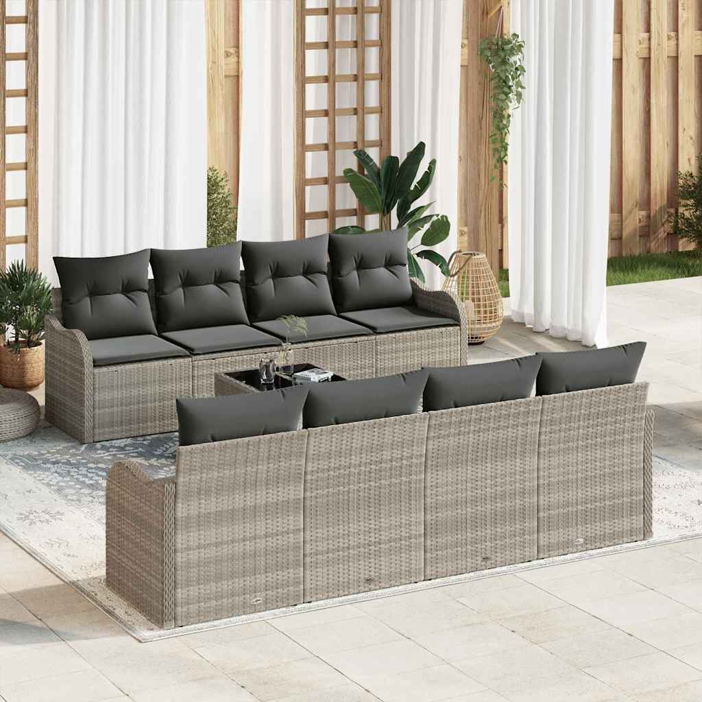 Conjunto de Sofá de Jardim 9 pcs Cinza Claro e Cinza Escuro