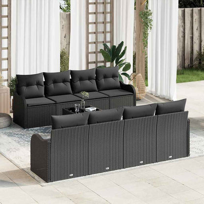 Conjunto de Sofá de Jardim com almofada 9 pcs Preto