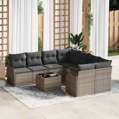 Conjunto de Sofá de Jardim com almofada 9 pcs Cinzeto