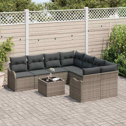 Conjunto de Sofá de Jardim com almofada 9 pcs Cinzeto