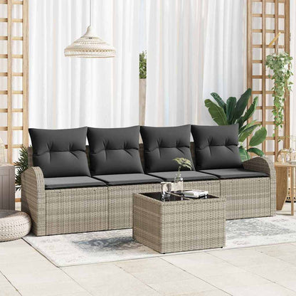 Conjunto de Sofá de Jardim 5 pcs Cinza Claro e Cinza Escuro