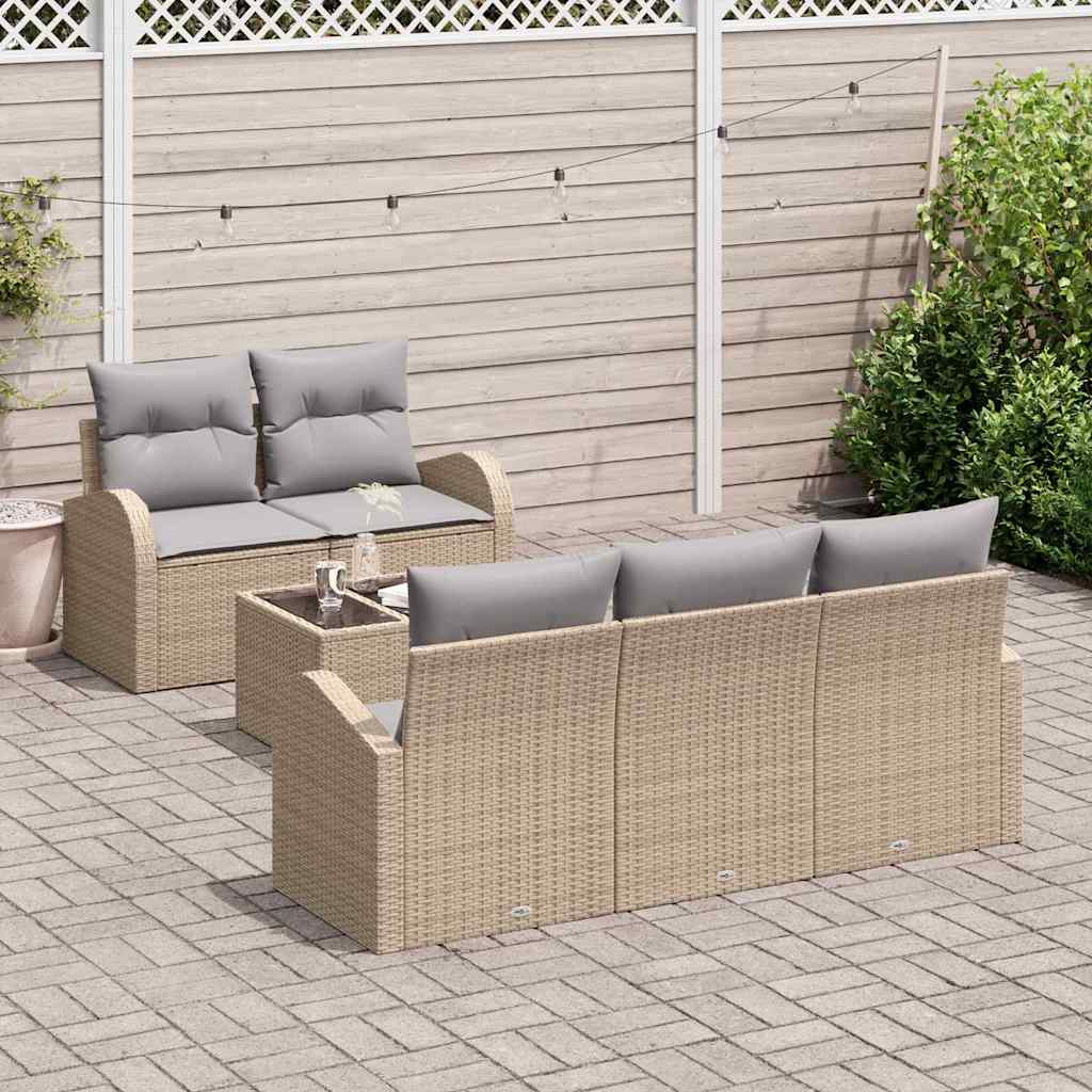 Conjunto de Sofá de Jardim com almofada 6 pcs Bege e Cinza