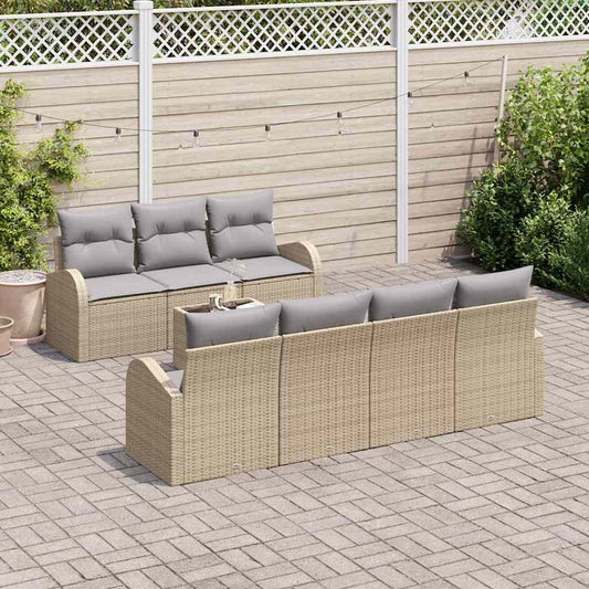 Conjunto de Sofá de Jardim com almofada 8 pcs Bege e Cinza