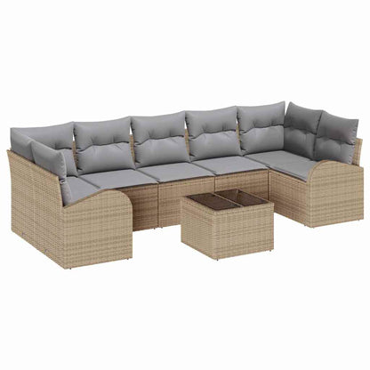 Conjunto de Sofá de Jardim com almofada 8 pcs Bege e Cinza