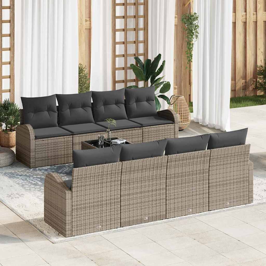Conjunto de Sofá de Jardim 9 pcs Cinzeto vime PE