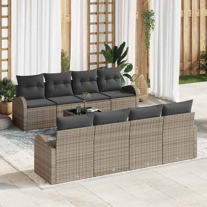 Conjunto de Sofá de Jardim 9 pcs Cinzeto vime PE