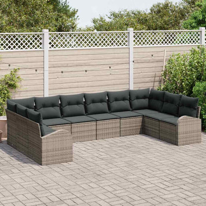 Conjunto de Sofá de Jardim com almofada 10 pcs Cinzeto vime PE