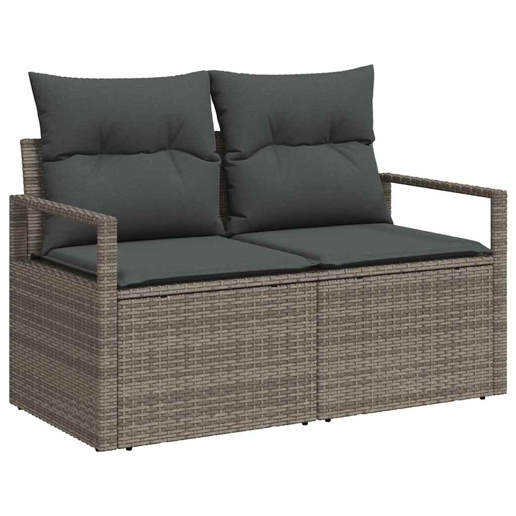 Conjunto de Sofá de Jardim com almofada 3 pcs Cinzeto vime PE