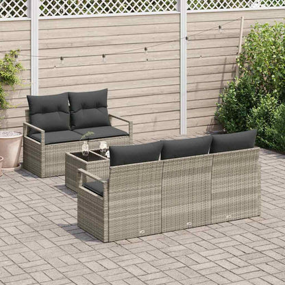 Conjunto de Sofá de Jardim 6 pcs Cinza Claro e Cinza Escuro