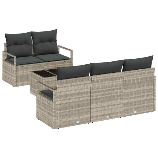Conjunto de Sofá de Jardim 6 pcs Cinza Claro e Cinza Escuro