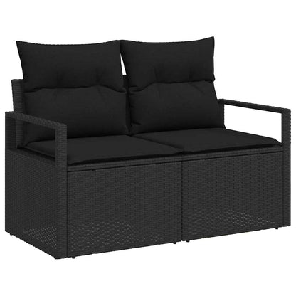 Conjunto de Sofá de Jardim 7 pcs Preto Rattan e Aço e Vidro