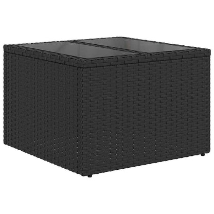 Conjunto de Sofá de Jardim 7 pcs Preto Rattan e Aço e Vidro