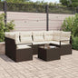 Conjunto de Sofá de Jardim com almofada 7 pcs Marrom e Creme
