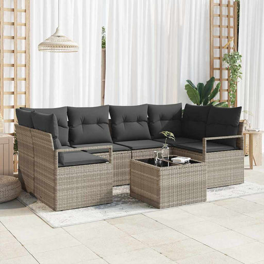 Conjunto de Sofá de Jardim 7 pcs Cinza Claro e Cinza Escuro