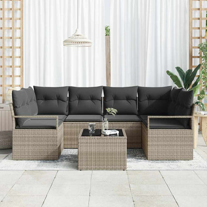 Conjunto de Sofá de Jardim 7 pcs Cinza Claro e Cinza Escuro
