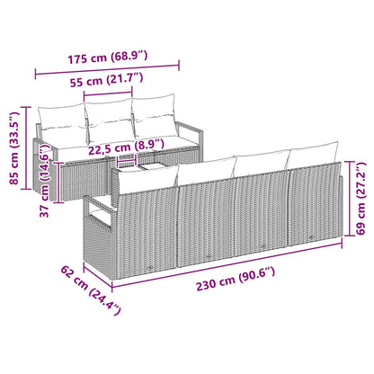 Conjunto de Sofá de Jardim com almofada 8 pcs Marrom e Creme