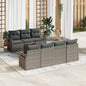 Conjunto de Sofá de Jardim 8 pcs Cinzeto Rattan e Aço e Vidro