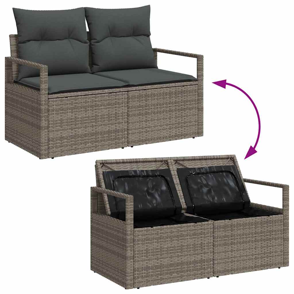 Conjunto de Sofá de Jardim 8 pcs Cinzeto Rattan e Aço e Vidro