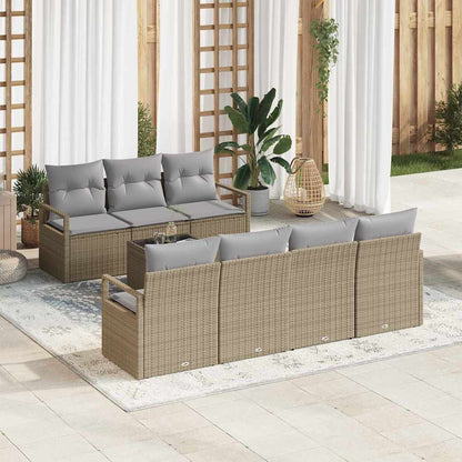 Conjunto de Sofá de Jardim 8 pcs Bege, Cinza 55 x 55 x 37 cm