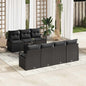 Conjunto de Sofá de Jardim 8 pcs Preto Rattan e Aço e Vidro