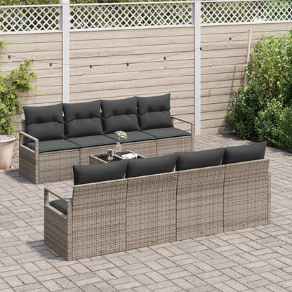 Conjunto de Sofá de Jardim com almofada 9 pcs Cinzeto vime PE