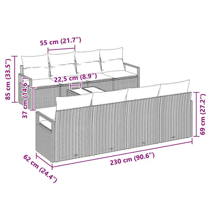 Conjunto de Sofá de Jardim com almofada 9 pcs Cinzeto vime PE