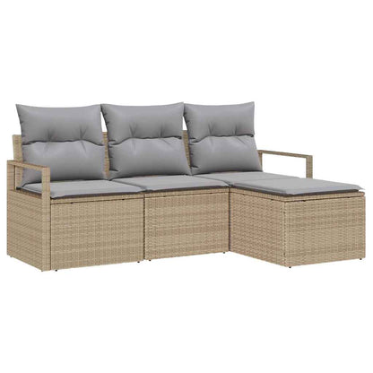 Conjunto de Sofá de Jardim 4 pcs Bege e Cinza Claro