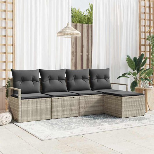 Conjunto de Sofá de Jardim com almofada 5 pcs Cinzento-claro