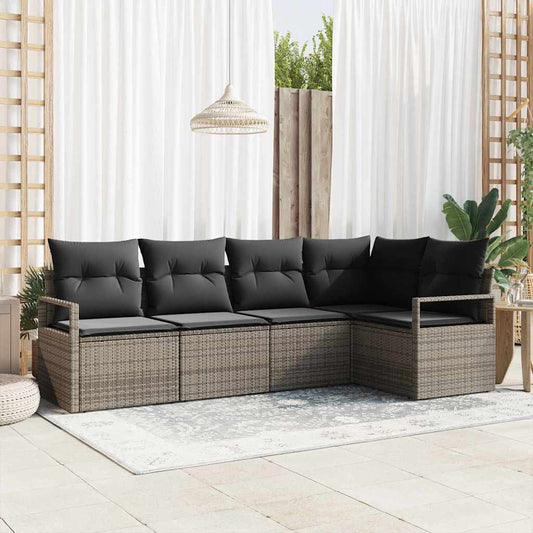 Conjunto de Sofá de Jardim com almofada 5 pcs Cinzeto