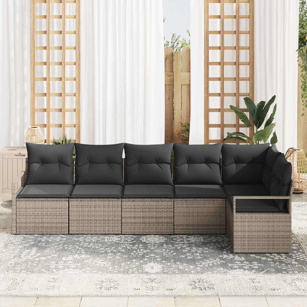 Conjunto de Sofá de Jardim com almofada 6 pcs Cinzeto