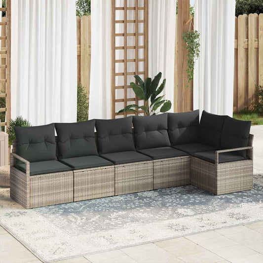 Conjunto de Sofá de Jardim com almofada 6 pcs Cinzento-claro