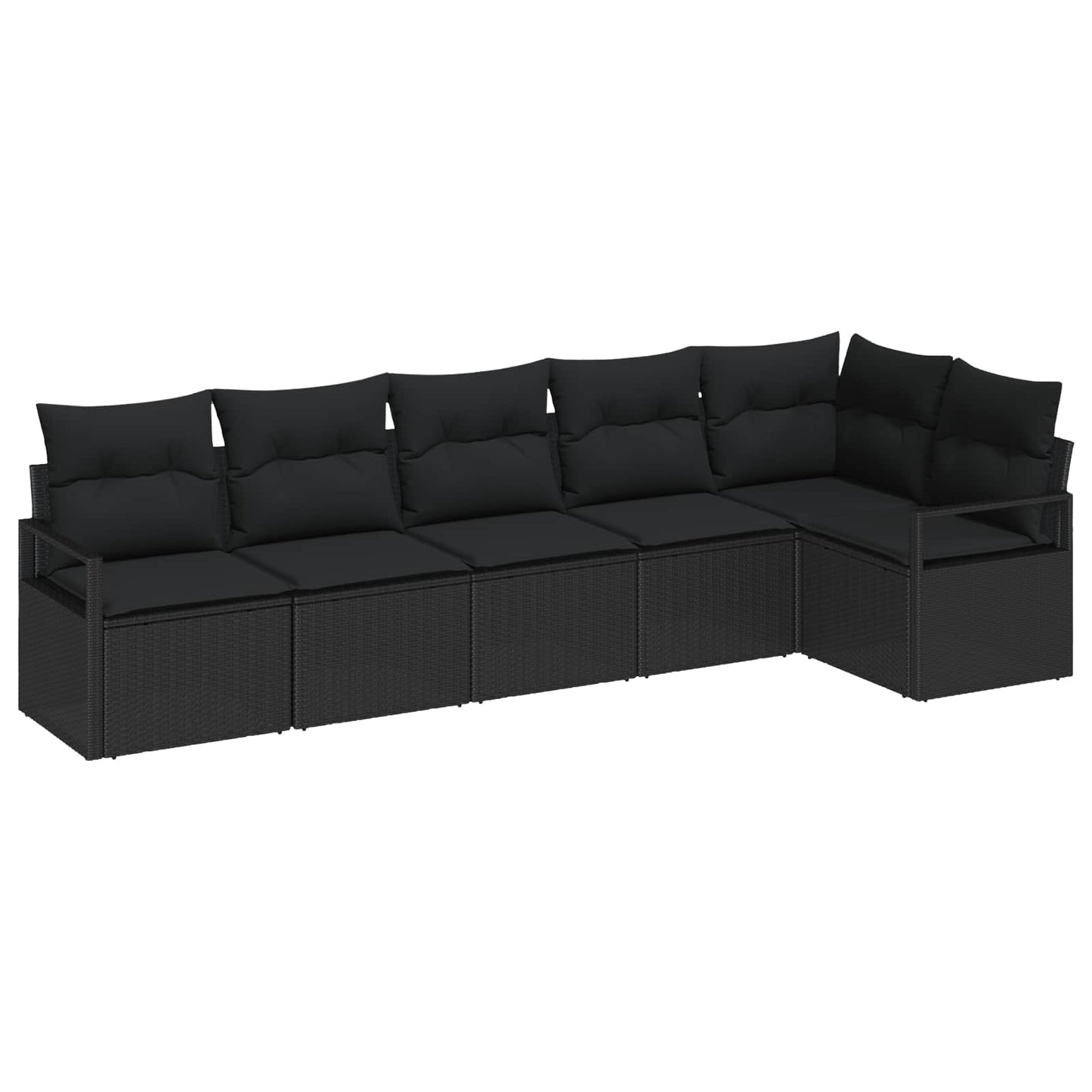 Conjunto de Sofá de Jardim com almofada 6 pcs Preto