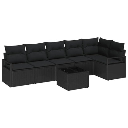 Conjunto de Sofás com almofada 7 pcs Preto vime PE