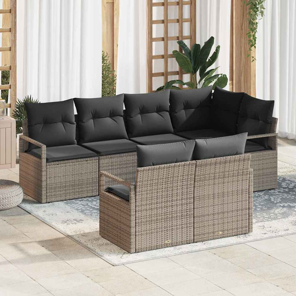 Conjunto de Sofá de Jardim com almofada 7 pcs Cinzeto