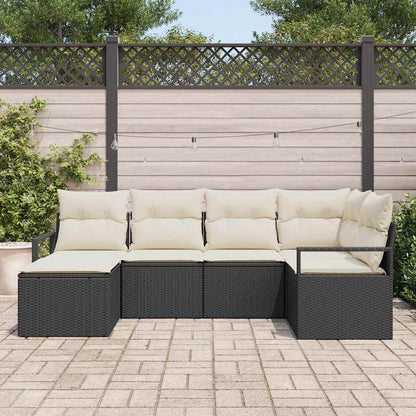 Conjunto de Sofá de Jardim com almofada 6 pcs Preto e Creme