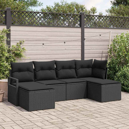 Conjunto de Sofá de Jardim com almofada 6 pcs Preto