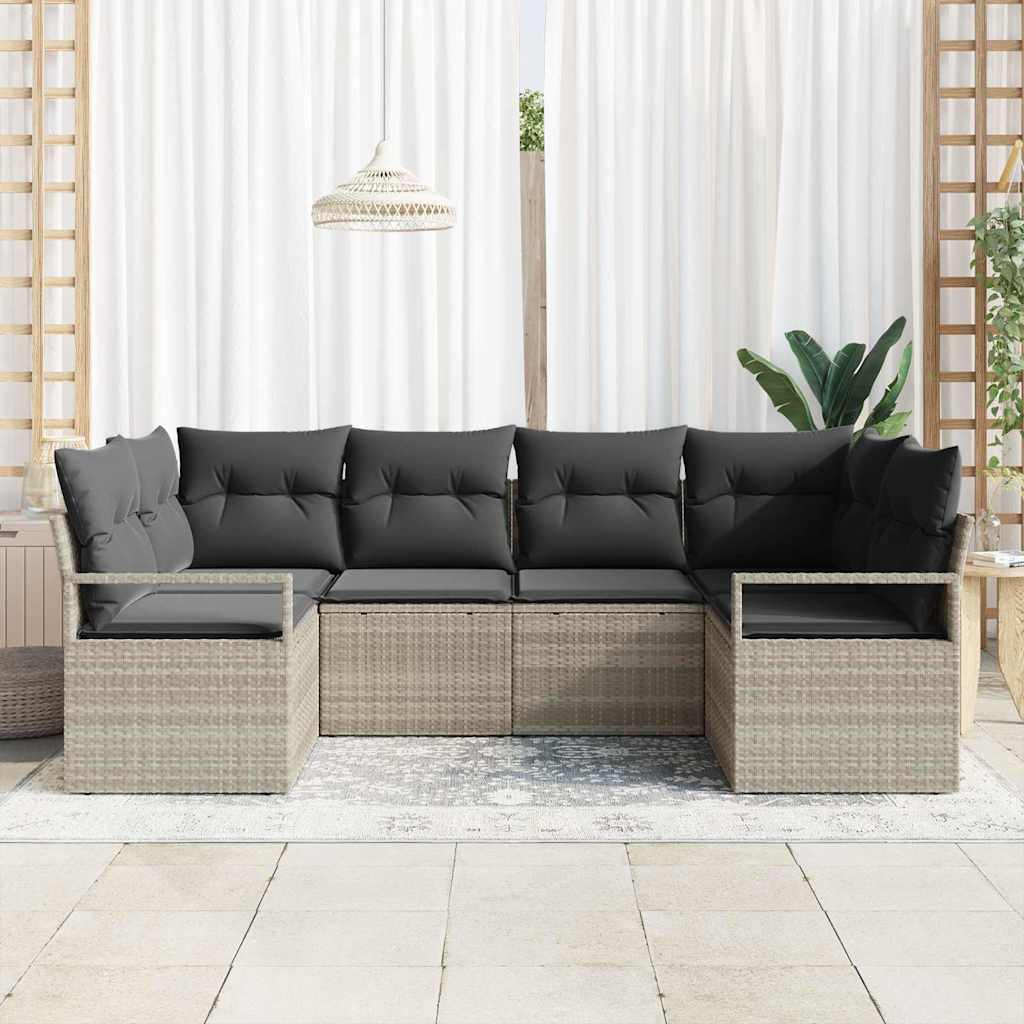 Conjunto de Sofá de Jardim com almofada 6 pcs Cinzento-claro
