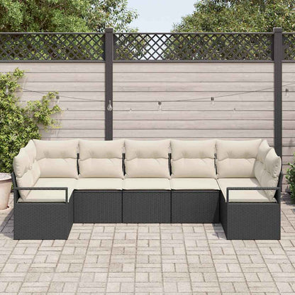 Conjunto de Sofá de Jardim com almofada 7 pcs Preto e Creme