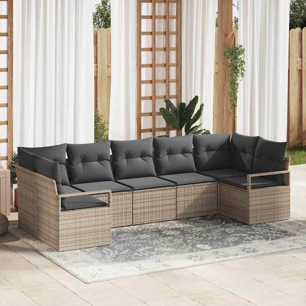 Conjunto de Sofá de Jardim com almofada 7 pcs Cinzeto