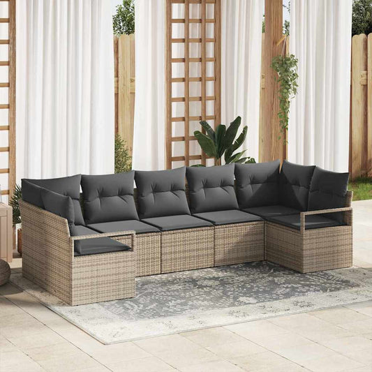 Conjunto de Sofá de Jardim com almofada 7 pcs Cinzeto