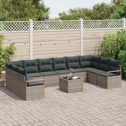 Conjunto de Sofá de Jardim com almofada 11 pcs Cinzento-claro