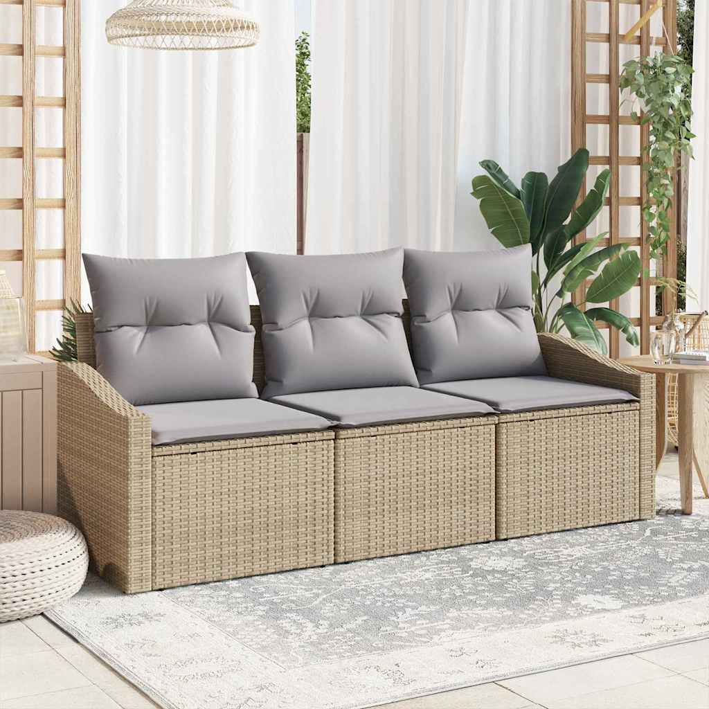 Conjunto de Sofá de Jardim 3 pcs Bege e Cinza Claro