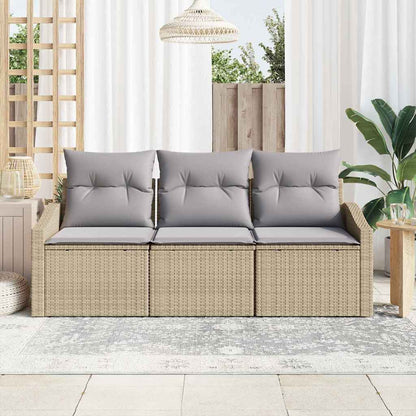 Conjunto de Sofá de Jardim 3 pcs Bege e Cinza Claro