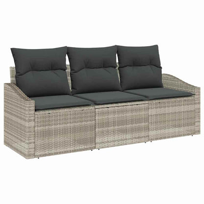 Conjunto de Sofá de Jardim com almofada 3 pcs Cinzento-claro