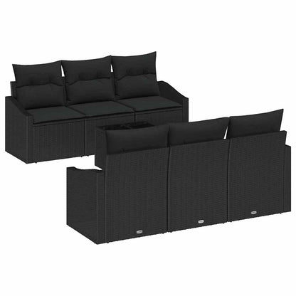 Conjunto de Sofás com almofada 7 pcs Preto vime PE