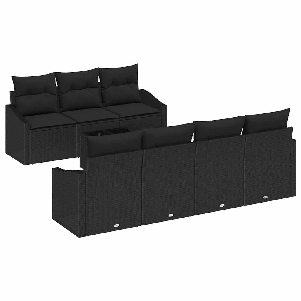 Conjunto de Sofás com almofada 8 pcs Preto vime PE